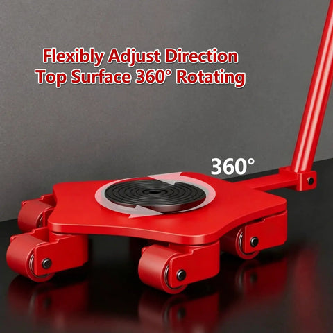 No Sweat Heavy Duty Machinery Mover Skates Featuring 360 Degree Swivel Rollers with rotating top for maneuvering heavy loads.