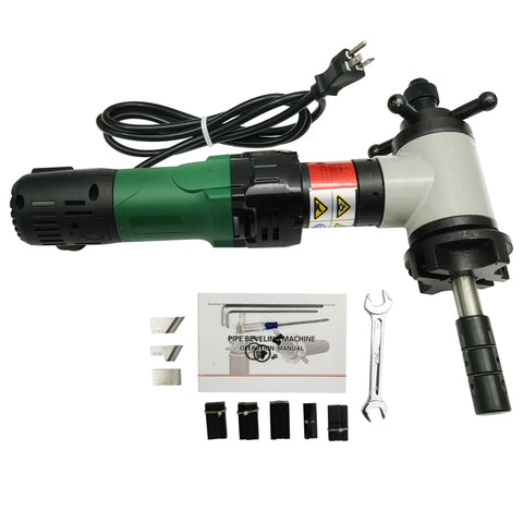 Top Tier Electric Inner Swelling Pipe Beveling Machine With 1200W Motor, cutting tool, accessories, user manual for precise pipe beveling.