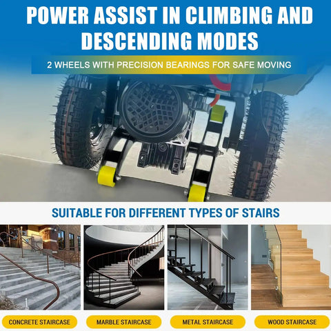 RXFSP Electric Stair Climbing Hand Truck Dolly With 880 Lb Heavy Duty Capacity, Lithium Battery Powered Trolley Cart for moving on different stair types.