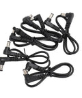 90 Degree Angled Dc Power Extension Cable Five Piece Set Male To Male 5.5Mm By 2.1Mm Connector flexible cables in black.