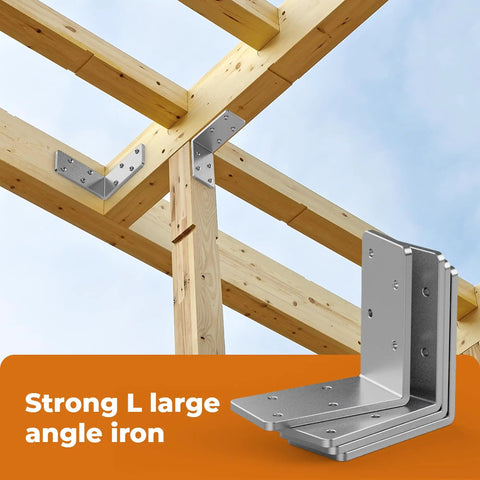Eight 3x3 Inch L Brackets Straight Up Heavy Duty Galvanized Corner Braces With Recessed Holes For Wood Beams Floating Shelves Furniture Bed Frame Built Like A Tank Daily Use on wooden beams.