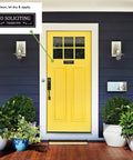 Front door with Indoor Outdoor No Soliciting Sign Decal Sticker For Home And Office Removable Waterproof Self Adhesive Door Sign