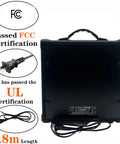 Back view of 20W Electric Guitar Practice Amp With EQ Controls, Portable Orange Black Finish, power cord, FCC UL certified