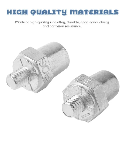 Heavy Duty Battery Post Adapter For Slick Side To Top Terminals On Your Daily Driver Rig Using Tough As Nails Zinc Alloy Build And No Fuss Charging Cable Swaps, two zinc alloy adapters, shiny finish.