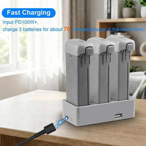 3 Way Charging Hub For DJI Avata 360 Drone 100W Fast Intelligent Battery Charger Station with three batteries charging