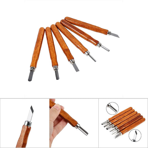 Wood Carving Tools Set 3 6 9 Piece Chisel Kit With Hand Handles Pro Grade High Carbon Steel Blades arranged on white background