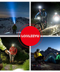 Rechargeable LED Headlamp With Motion Sensor, 5 Modes, Hands Free Headlight in use for hiking, cycling, camping at night