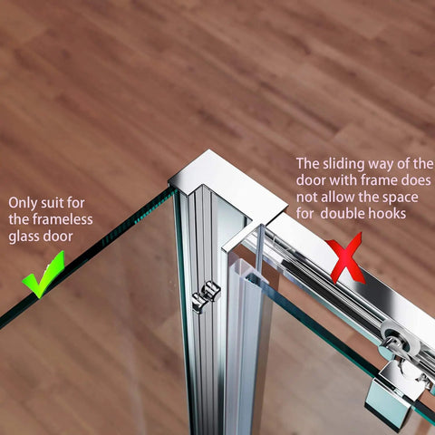 Double Hooks For Glass Shower Door Over The Bathroom Glass Wall 0.31-0.39 Inch Brushed Stainless Steel 304 instruction diagram