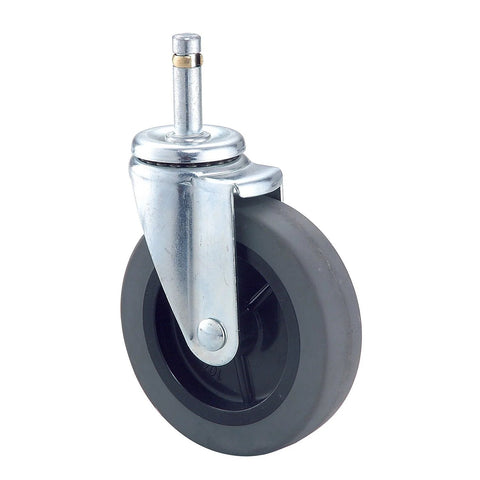 Swivel Caster Kit, Rubber Wheels, 4 Inch, Black, Set Of 4, 7/16 Inch Shaft Diameter, 1-1/2 Inch Stem Length, Ideal For Mobilizing Carton Stands
