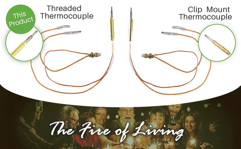 Threaded Thermocouple Female Spade Connector Brass Fitting With Flame Out Protection Your Go To Choice For Most Propane Patio Heaters Replacement Part 61964 62224 61116 image showing product comparison with clip mount thermocouple