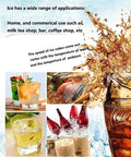 Portable Countertop Ice Machine Fast Self Clean Compact Ice Maker For Home Parties Kitchen Bar with ice applications in drinks.