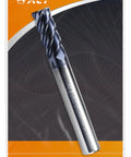 Accu-Cut ACT 1/4 in carbide square-end mill, angled front view, 4-flute, AlTiN-coated.