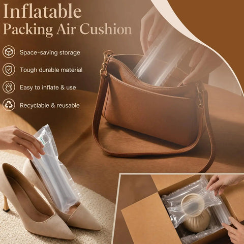 Heavy Duty Air Pillows For Shipping And Moving, 200 Pack Void Fillers With Hand Pump protecting items in bag and shoes