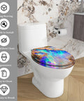 Toilet Seat Resin for Bathroom, 14.5" x 18.5", colorful design, easy to clean, fits most toilets.