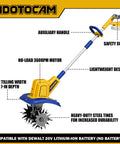 Cordless Garden Tiller Cultivator Powered By 20V Max Battery, 360 RPM Performance with 9 Inch Width, tool-only design