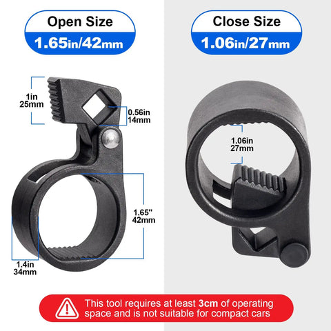 Universal Inner Tie Rod Hex Wrench And Removal Tool 27 To 42mm For Cars Trucks Motorcycles, open and closed size view