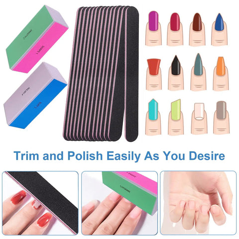 All In One Nail File And Buffer Set With 4 Way Buffers Shine Kit For Natural Nails Manicure Filing Polishing Buffing Kit