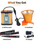 Rechargeable LED Headlamp With External Battery Pack For Camping, Biking And Fishing, Ultra Bright White Light, 3 Modes High Low Flash