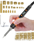 All In One Heat Set Threaded Inserts Kit with 300Pcs M2 M3 M4 M5 M6 M8 Inserts 100W Digital Soldering Iron Stand and Tweezers