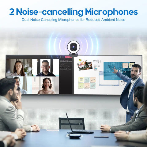 Next Level 4K Webcam With Adjustable Ring Light And Crisp Built In Microphone For Live Streaming displayed during a video call.