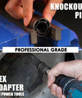 Knockout pin and hex adapter from a 38 Piece Bolt Extractor Kit For Damaged Nuts And Bolts in use, heavy duty chrome moly steel.