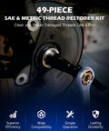 Installed view of Orion Motor Tech 49-piece thread repair kit with SAE/metric taps, dies and thread files in case
