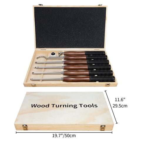 Carbide Wood Lathe Tool Set With Bowl Sander Six Piece 18 Inch Pro Lathe Tools In Wooden Box With Beech Handles
