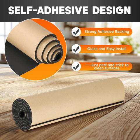 Premium Neoprene Foam Rubber Sheet With Adhesive Backing One Eighth Inch Thick Cushioning Mat for Soundproofing and Waterproof use.
