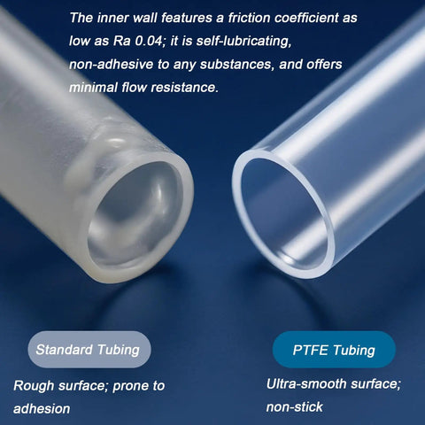 Comparison of standard tubing and PTFE Tubing For Industrial Use Heavy Duty Engineering Tubing With Tough Durability, Excellent Dimensional Stability