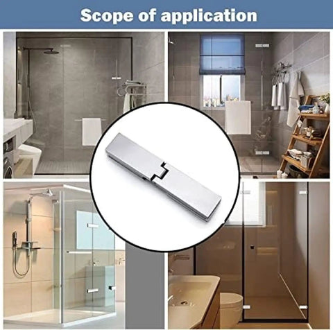 Durable 2 Pack 304 Stainless Steel Shower Door Hinges For 8-12mm Glass, bright silver multiple bathroom settings