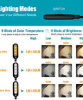 VAVOFO rechargeable clip-on reading light, black, 7 LEDs, adjustable color temperature and brightness.