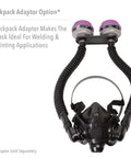 Half Mask Silicone Respirator NIOSH-Approved Large Black With Contoured Seal for dust, mists, fumes and organic vapors, backpack adaptor