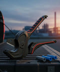 Ratcheting Tube Cutter For PVC Tubing Beastly Heavy Duty Aluminum Pipe Shear on truck bed with plastic tubing