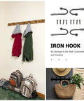 Grab These Bad Boys 12 Pack Black Mini Metal Wall Mount Coat Hooks For Doors And Walls Vintage Style Single Prong Design Hella Sturdy For Bedrooms Bathrooms And Closets Sleek Game Changer For Your Home Decor Setup, showcasing green and red hoodies hanging.