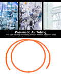 Heavy Duty TPU Air Hose Flexes Like A Champ Built Tough To Handle High Pressure Without Kinking Clear Resilient Tubing, orange TPU air tubing, 2 coils, suitable for industrial use.