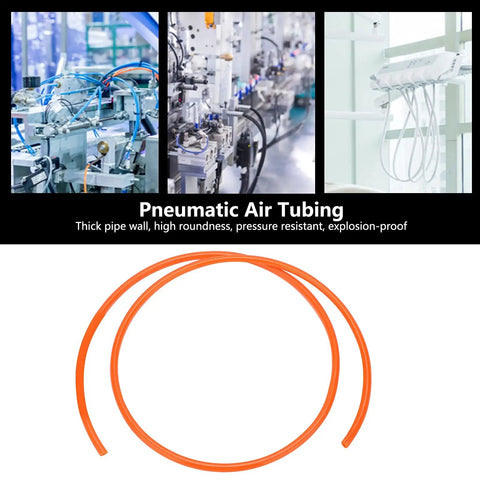 Heavy Duty TPU Air Hose Flexes Like A Champ Built Tough To Handle High Pressure Without Kinking Clear Resilient Tubing, orange TPU air tubing, 2 coils, suitable for industrial use.