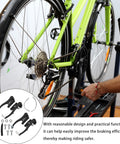 Two Set Bike Brake Kit For Road And Mountain Bikes installed on green bike, showing aluminum calipers and rubber pads in use.