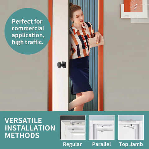 Commercial Door Closer 8626 Heavy Duty Adjustable Size 1-6 with versatile installation Regular, Parallel, Top Jamb shown