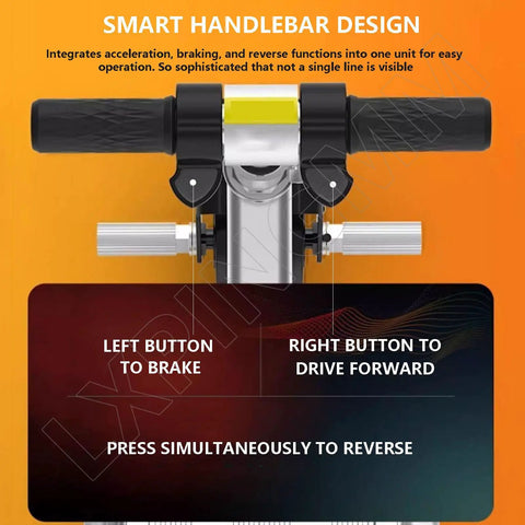 Smart handlebar design for Straight Fire Rideable Electric Suitcase 20 Inch, with controls for acceleration and braking.