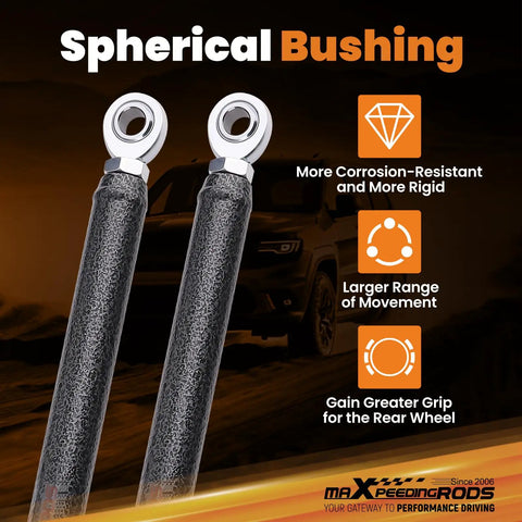 Rear Radius Arms For Polaris RZR XP 1000 And XP 4 1000 2014 Up High Clearance Beefed Up Heavy Duty Suspension Upgrade For Tough Trails And Improved Ground Clearance, spherical bushing rods