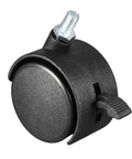 2 Inch Nylon Swivel Casters With Brake Twin Wheel Set For 360 Degree Rotation M10 By 15mm Threaded Stem Close-up