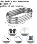 Galvanized Metal Raised Garden Bed Kit 4x2x1 Ft Outdoor Planter Box For Veggies And Flowers, accessories included