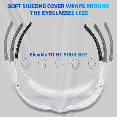 Massive Bulk Pack Clear Safety Glasses For Adults With Ansi Z87.1 Certification silicone ear cover wraps for comfort and fit.