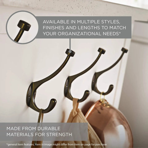 Ruavista Single Coat And Hat Hook In Venetian Bronze With Copper Highlights Keeps Your Gear Off The Floor In Small Spaces Durable Wall Mounted Hanger For Jackets Hats And Accessories, showing three hooks on wall.