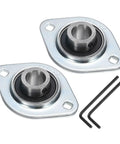 Two Pack Pillow Block Bearings With Five Eighth Inch Bore Flange Mounted Housing And Wrench Steel Set Screw Insert Ball Bearings SBPFL202-10