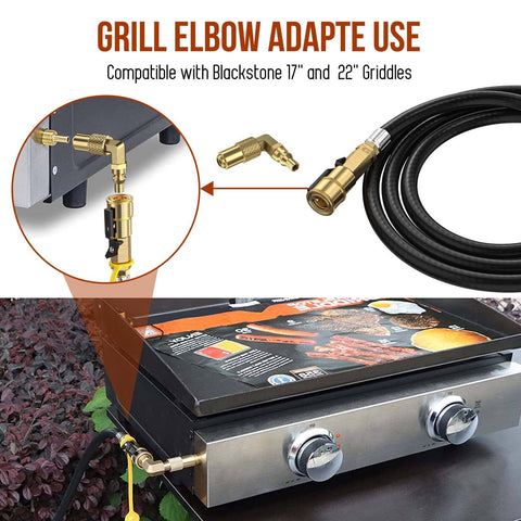 7 Foot RV Propane Hose With Quick Connect And 1 Quarter Inch Safety Shutoff Valve Plus 1 Quarter Inch Male Full Flow Plug