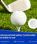 Golf ball on custom wooden golf tee two and three quarters inches long on grass with club, great for tourneys and branding