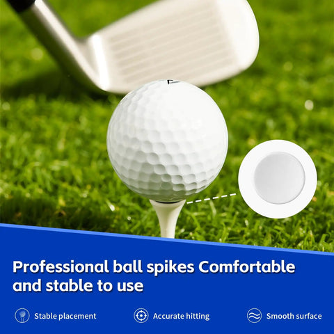 Golf ball on custom wooden golf tee two and three quarters inches long on grass with club, great for tourneys and branding