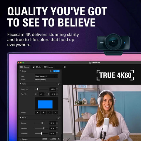 Smooth 4K Webcam With 60fps Streaming Speed And Sony Starvis Sensor, showing user on video call interface.