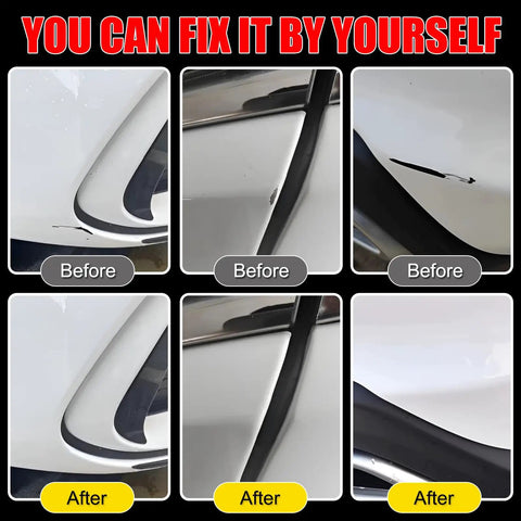 Before and after scratch repair using BMW Alpine White 300 Dope Touch Up Paint Kit With 2 In 1 Scratch Remover Pen